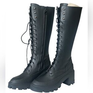 Moncler knee high lace up C boot